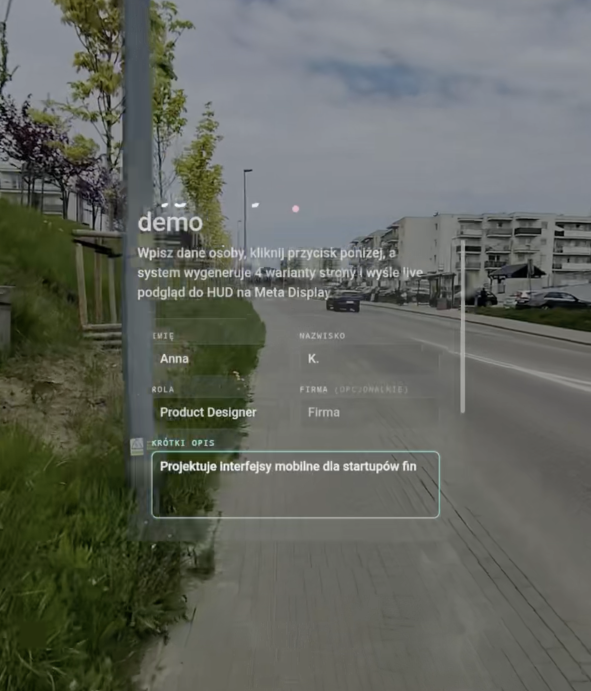 HUD: formularz demo